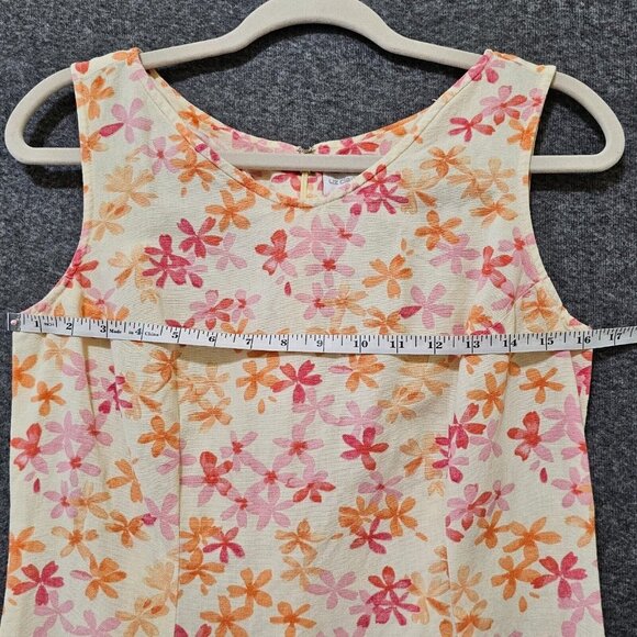 Liz Claiborne Lizport‎ Sheath Dress Women Size 6 Linen Blend Yellow Pink Floral - Picture 15 of 16